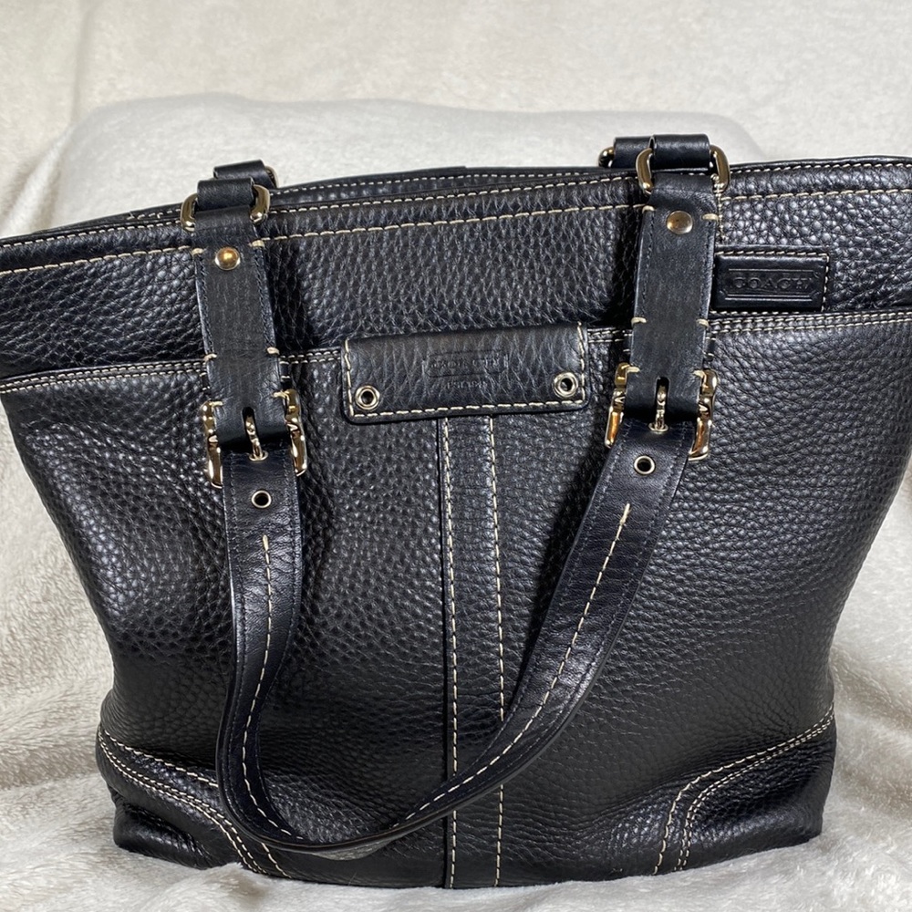 Coach black soft pebble leather handbag